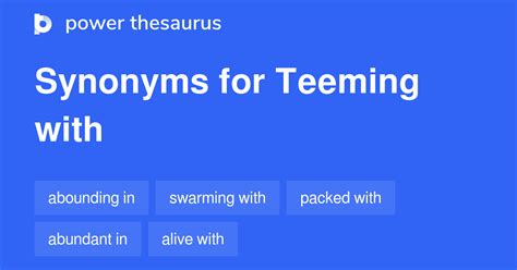 Learn the definition of &39;teeming&39;. . Synonym for teeming